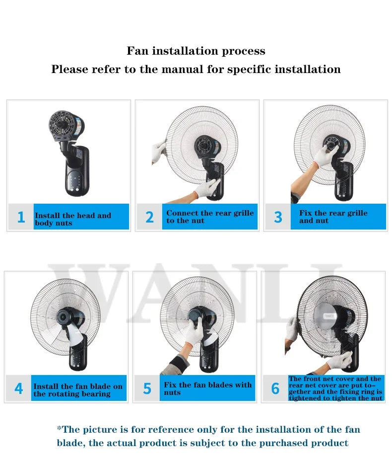 Household Wall-Mounted Electric Fan 220V/60W 16-Inch Living Room Kitchen Fan With 3 Speed Adjustable Smart Version/Mechanical