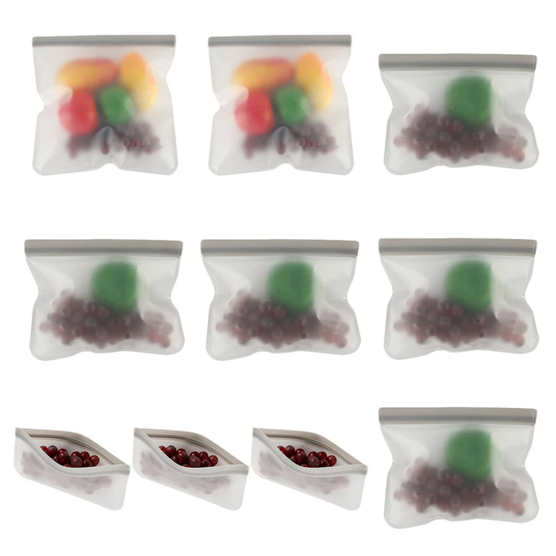 10pcs Silicone Food Storage Containers Sandwich Food Storage Bags Leakproof Containers Reusable Stand Up Zip Shut Bag Fresh Bag