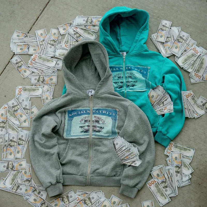 Tatiana Haven Y2K Retro Zip-Up Hoodie – Unisex Streetwear Long Sleeve Hooded Sweatshirt