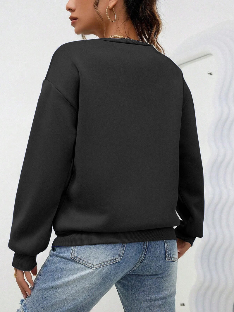 Woman Sweatshirt Casual Solid Color All-Match Clothing Loose Fashionable Pullovers Autumn Crewneck Warm  Female Hoodies