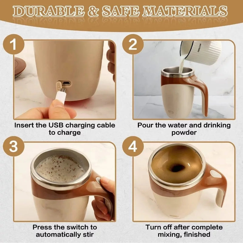 Automatic Mixing Cup 304 Stainless Steel Coffee Milk Self Stirring Magnetic Mug Portable Electric Blender Rechargeable Water Cup