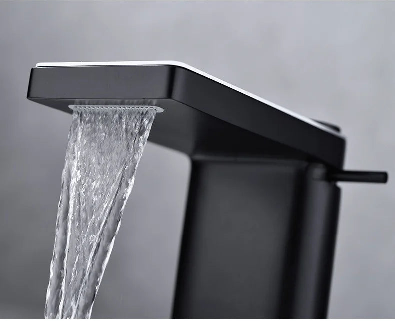 Led Digital Basin Faucet Black Bath Basin Mixer Brass Temperature Display Faucet Smart Tap Sink Faucet For Bathroom Faucet Tap