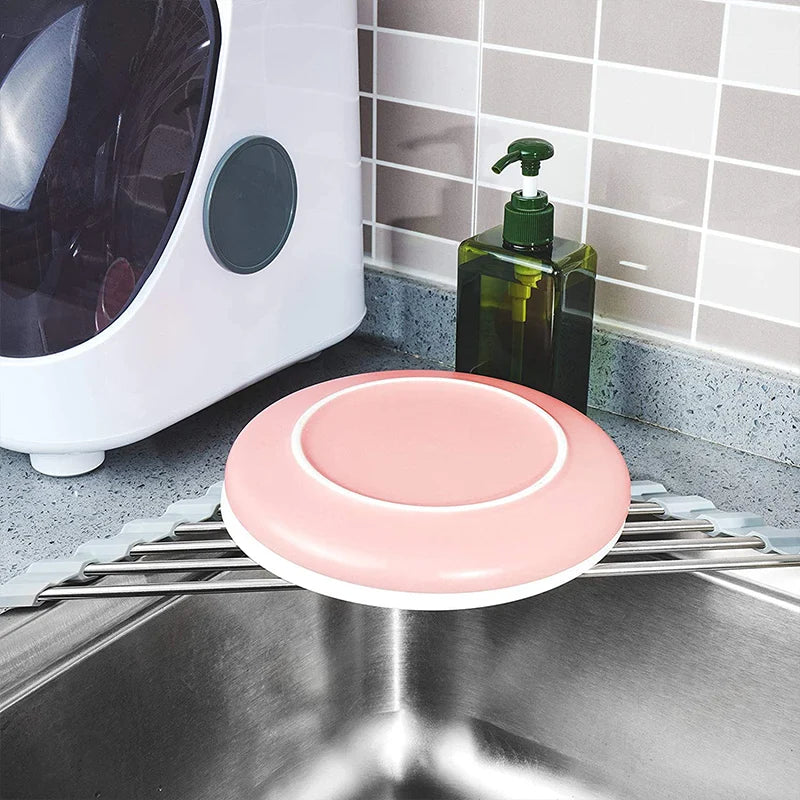 Triangle Roll-Up Dish Drying Rack for Sink Corner Foldable Stainless Steel Caddy Sponge Shelf Holder Kitchen Drainer Organizer