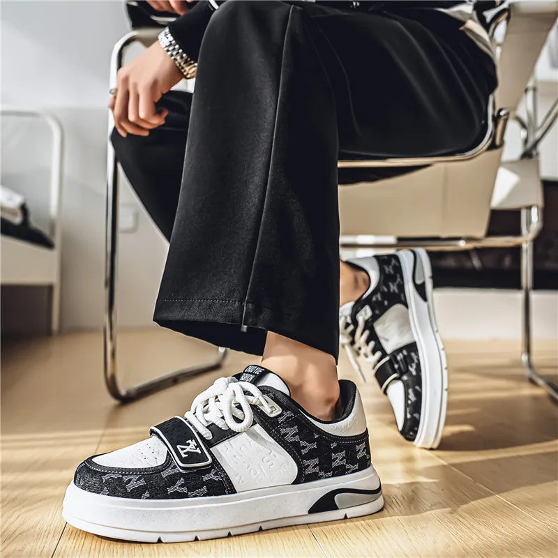Fashion White Blue Skateboard Shoes Man Comfortable Platform Men&