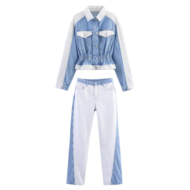 MUJER Denim Bomber Jackets for Women Varsity Cropped Jacket Woman Streetwear Outerwears Women&