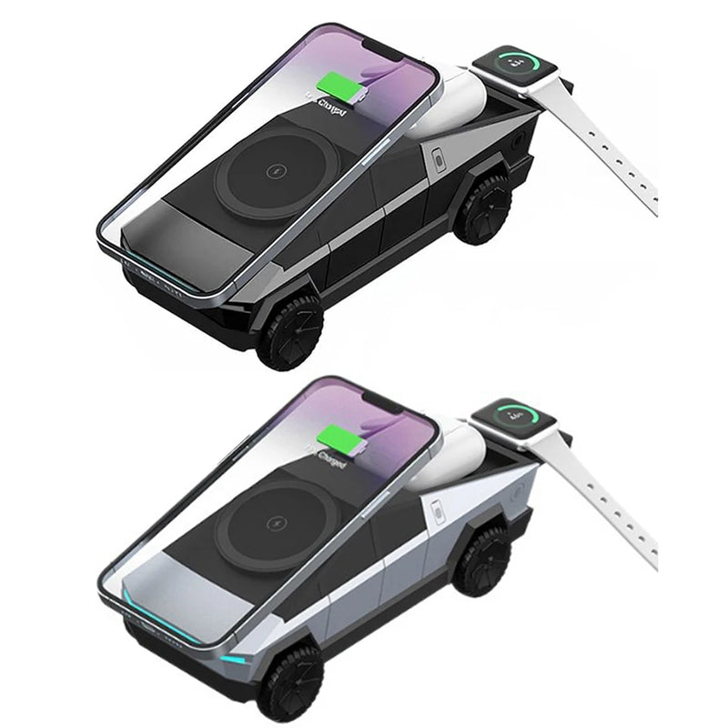 Cybertruck Qi2 3-in-1 CyberDock Wireless Charger – Fast Magnetic Charging Station for iPhone 16/15/14 Pro Max, AirPods & Apple Watch
