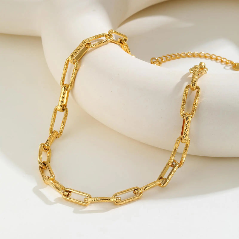 Chunky Paperclip Chain Necklace For Woman, 18K Gold Plated Stainless Steel Chic Necklace, Waterproof Birthday Jewelry Gift