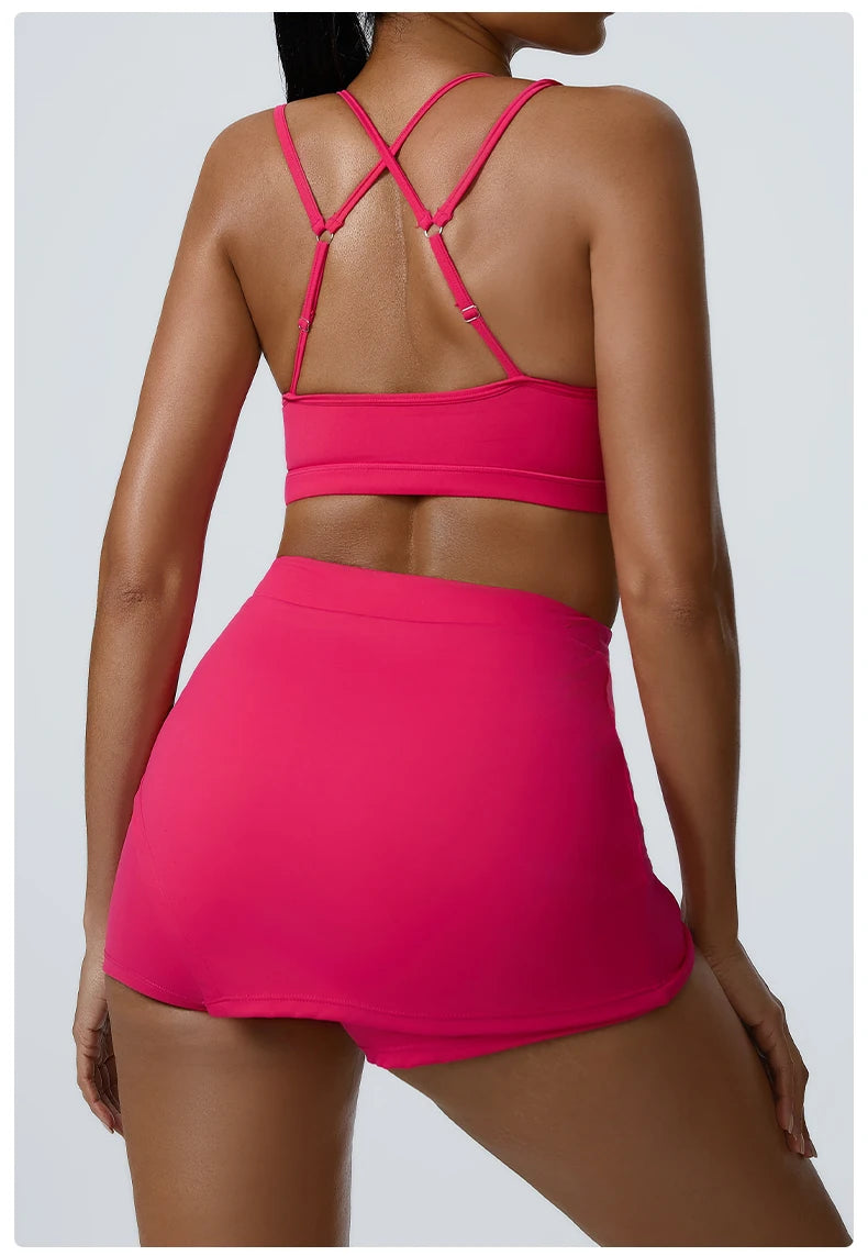 Yoga Sets 2 Pieces Workout Sets for Women Tracksuit Sportswear Gym Clothes High Waist Shorts Outfits Running Suits Fitness Bras