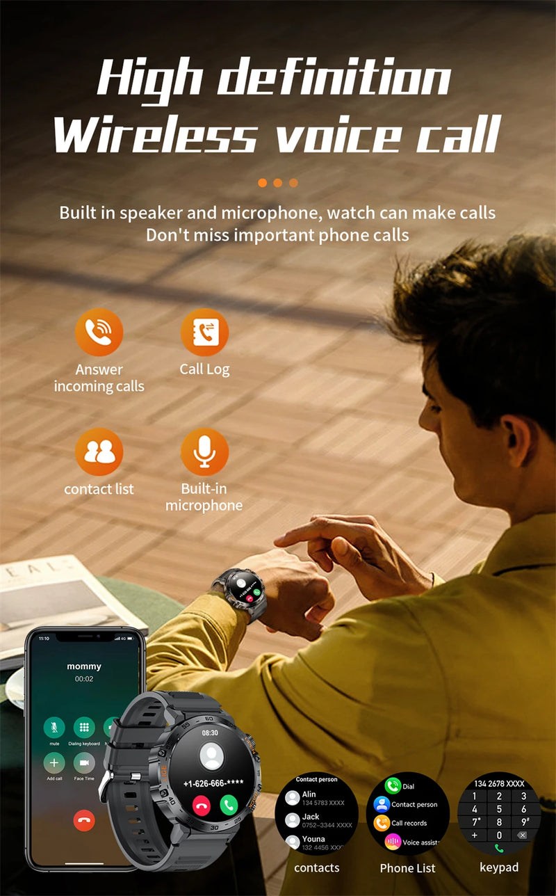 LIGE 2025 Smart Watch Men Sport Watches LED Flashlight 360*360 Ultra HD Screen Waterproof Fitness Bluetooth Call Men Smartwatch