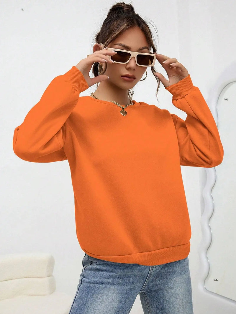 Woman Sweatshirt Casual Solid Color All-Match Clothing Loose Fashionable Pullovers Autumn Crewneck Warm  Female Hoodies
