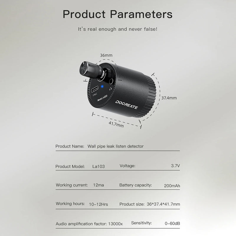 Water Leak Detector Multi-functional Sound Detector For Pipe Water Leak Suitable For Leak Detection Of Various Construction Pipe