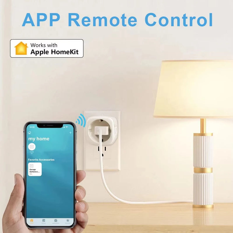 16A/20A EU Smart Plug Power Outlet Matter Smart WiFi Socket Mini Smart Plug for HomeKit SmartThings Works with Siri Alexa