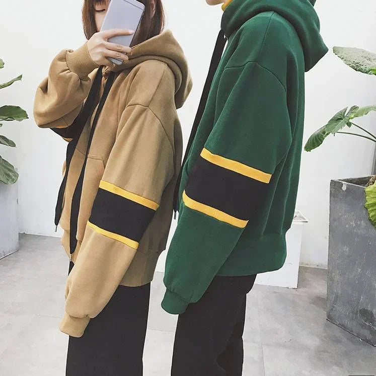 Men’s Loose Fit Winter Hoodie – Warm Patchwork Fleece Sweatshirt for Casual Autumn Streetwear | Tatiana Haven