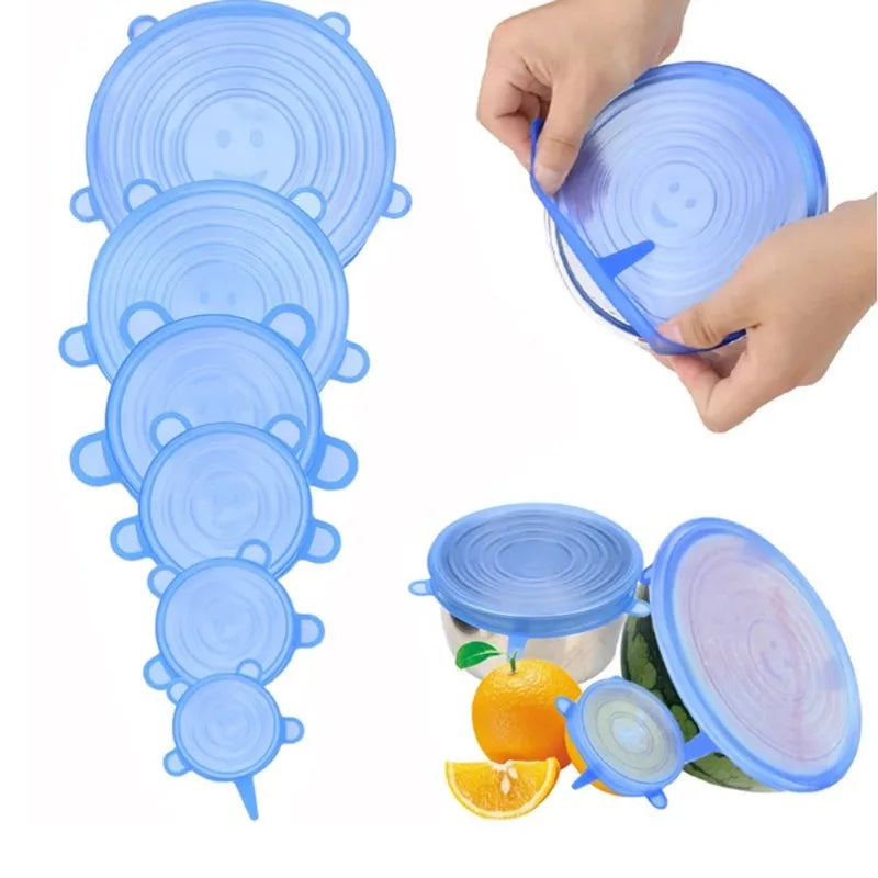 Silicone Stretch Lids Set Reusable Food Covers for Bowls Cups Pots Oven Microwave Safe  Leakproof Storage Covers Kitchen Gadgets