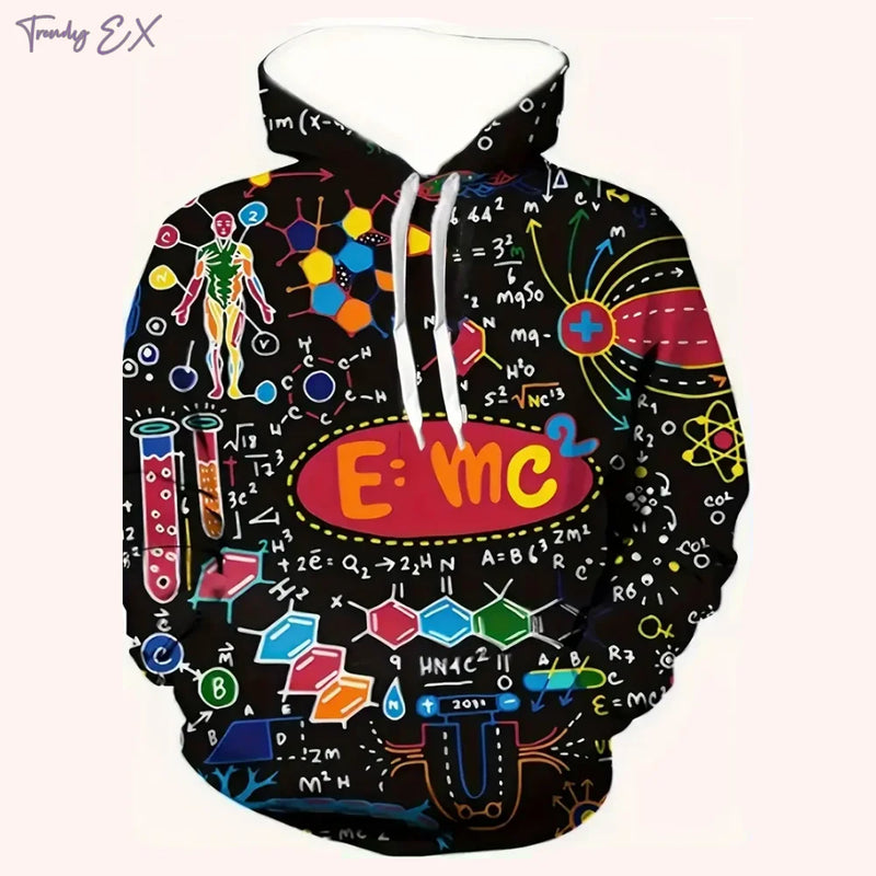 Men’s Oversized Graffiti Print Hoodie – Casual Streetwear Pullover Sweatshirt with Kangaroo Pocket