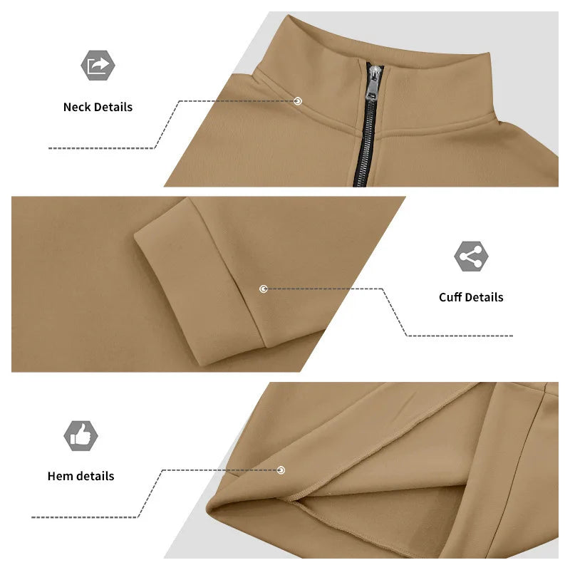 Men’s Winter Fleece Half-Zip Hoodie – Warm Stand Collar Bull Print Sweatshirt