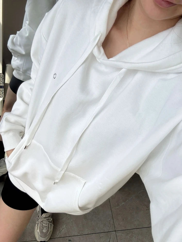 Oversized Hoodies for Women Casual Loose Sports Pocket Pullover Long-sleeved Top Solid Women&