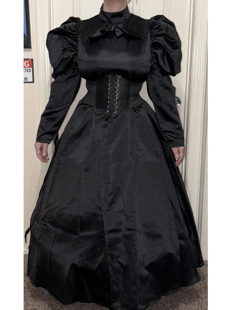 Women Gothic Victorian Dress Renaissance Ball Gown Vampire  Rococo Costume Black