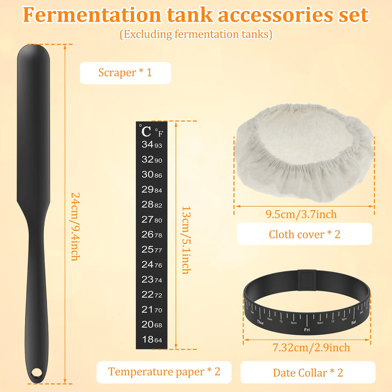 7 Pcs Sourdough Starter Kit Sourdough Starter Accessories Kit with Cloth Covers Temperature and Date Marked Feeding Bands