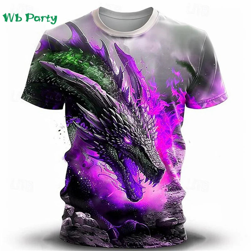 Oversized T shirt Men Dragon Print T-shirt Man Dragon Graphic Tee Men&
