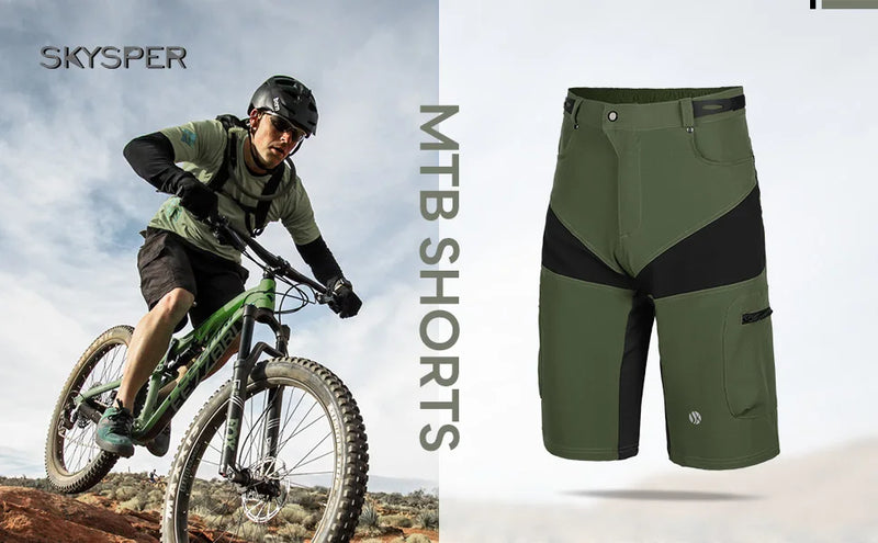 Gym Shorts Man Mountain Bike Shorts Stretch MTB Shorts Quick Dry with Zipper Pocket Suitable for Running，Hiking，Camping