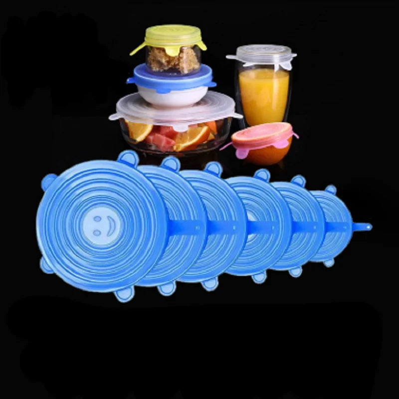 6Pcs Silicone Stretch Lids, Food Bowl Covers, Reusable Food Saving Covers, Retractable Multifunctional Fresh-keeping Lid