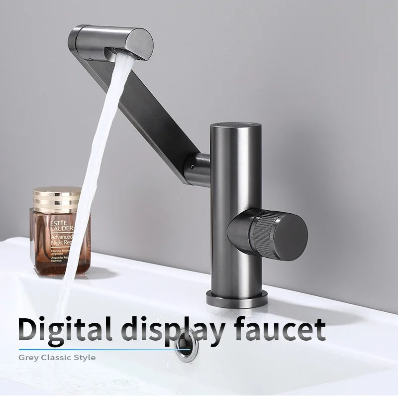 Digital Display LED Basin Faucet 360 Rotation Multi-function Stream Sprayer Hot Cold Water Sink Mixer Wash Tap For Bathroom