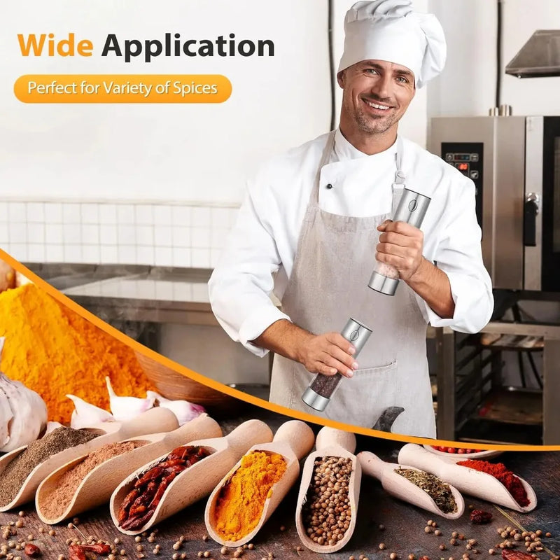 Electric Salt and Pepper Grinder Set – USB Rechargeable Adjustable Coarseness Mills with LED Light