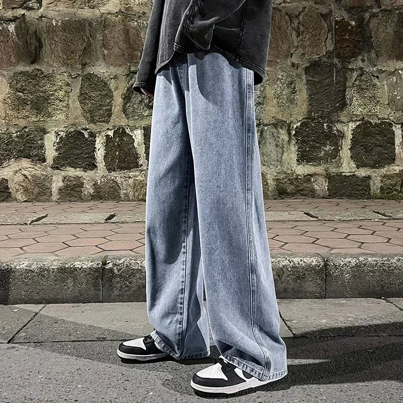 2024 New Streetwear Loose Jeans Men Korean Style Fashion Loose Straight Wide Leg Pants Men&