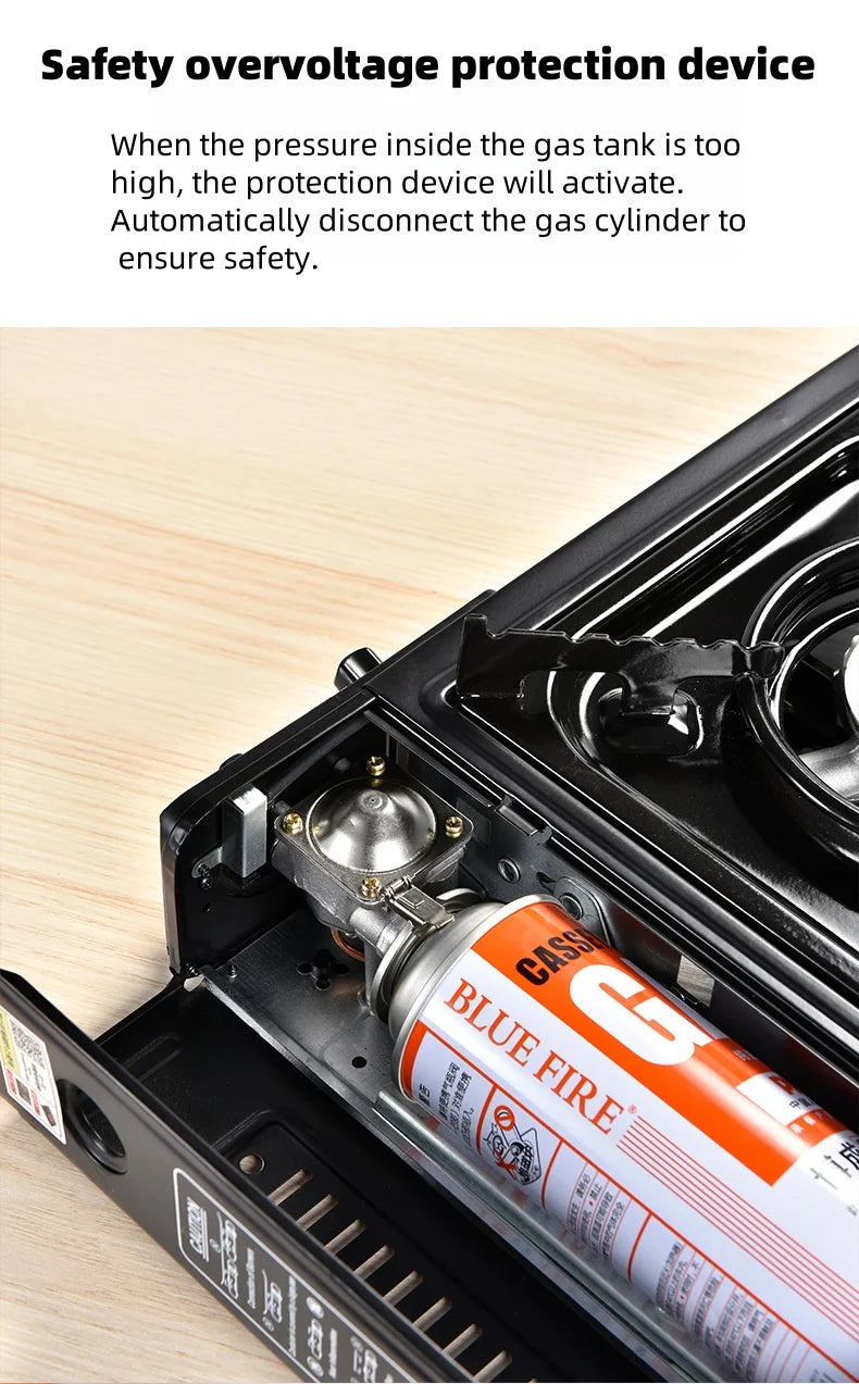 Portable chimney-style stove, suitable for outdoor barbecuing, camping and family gatherings. Multi-functional compact cooking