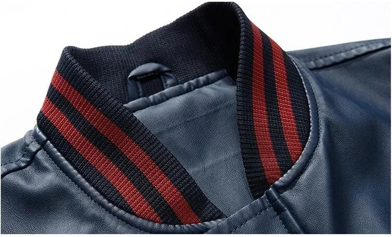 Bomber Jacket Men Baseball Motorcycle Embroidered Leather Pu Coats Slim Fit College Fleece Luxury Pilot Jackets Top Winter Coat