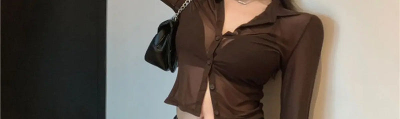 Mesh Sheer Shirts Women Long Sleeve Sunscreen Crop Tops Sexy Summer Thin Breathable Skinny Fashion Ins Streetwear Ladies Chic