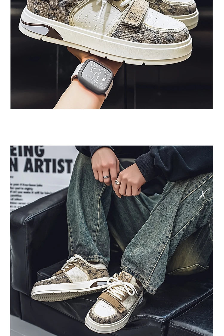 Fashion White Blue Skateboard Shoes Man Comfortable Platform Men&