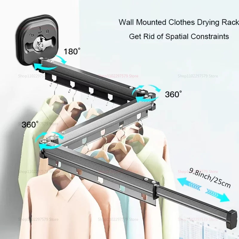 Retractable Clothes Drying Rack,Space-Saver,Collapsible Drying Racks for Laundry Room,Wall Mounted Clothes Hanger Rack