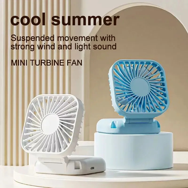 Mini Handheld Fan Mute Foldable Fan Multi-functional Turbine Fan USB Rechargeable Portable Hanging Neck Fan Mini Table Fan