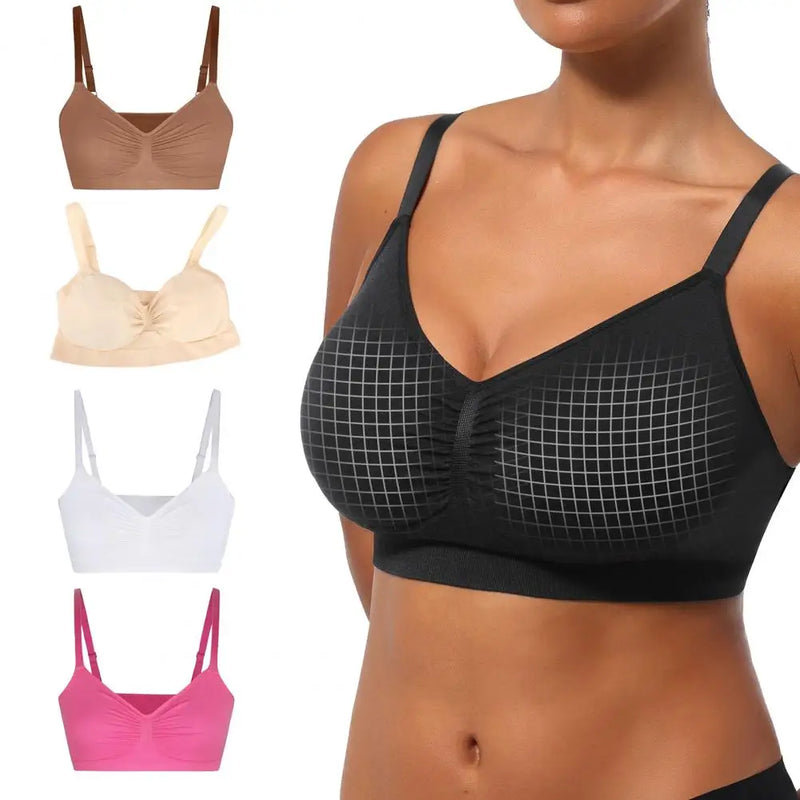 Sports Bras for Women Wireless Soft Workout Bra Full Coverage Push Up Bralettes Seamless Crop Cami Bra for Yoga Fitness