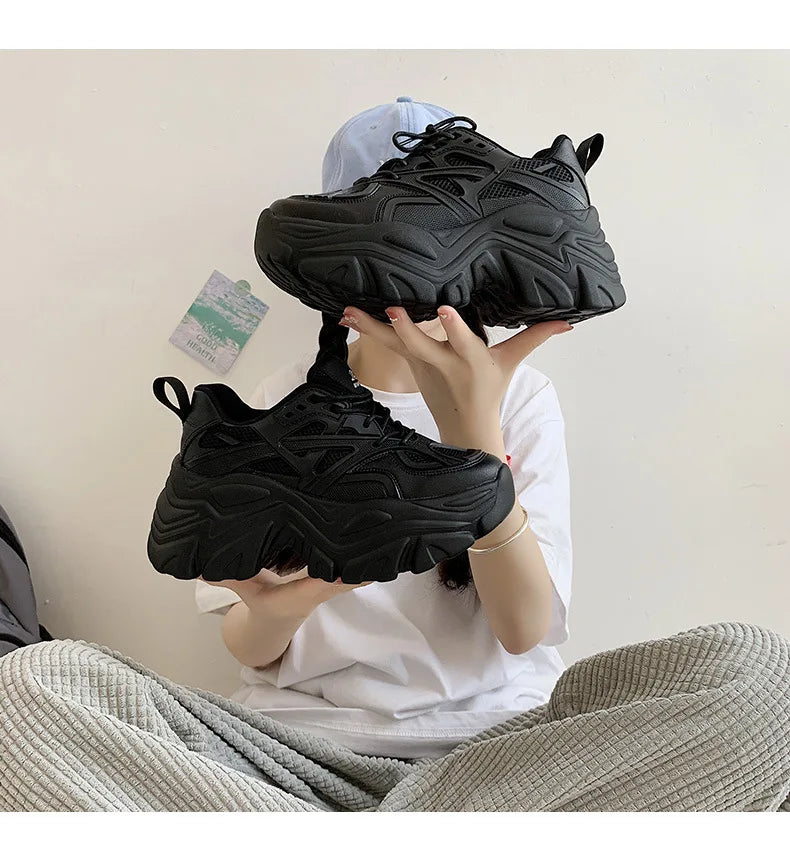 Fujin 7cm Chunky Sneakers Platform Shoes Wedge for Women Casual Shoes Breathable Summer Shoes Women Fashion Sneakers Spring