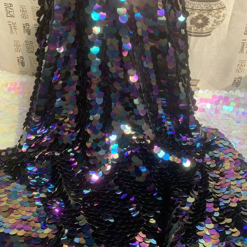 Iridescent Shiny Mermaid Scale Fabric Laser Sequins Glitter Fabric For Diy Tablecloth Garment Wedding Party Background Decor