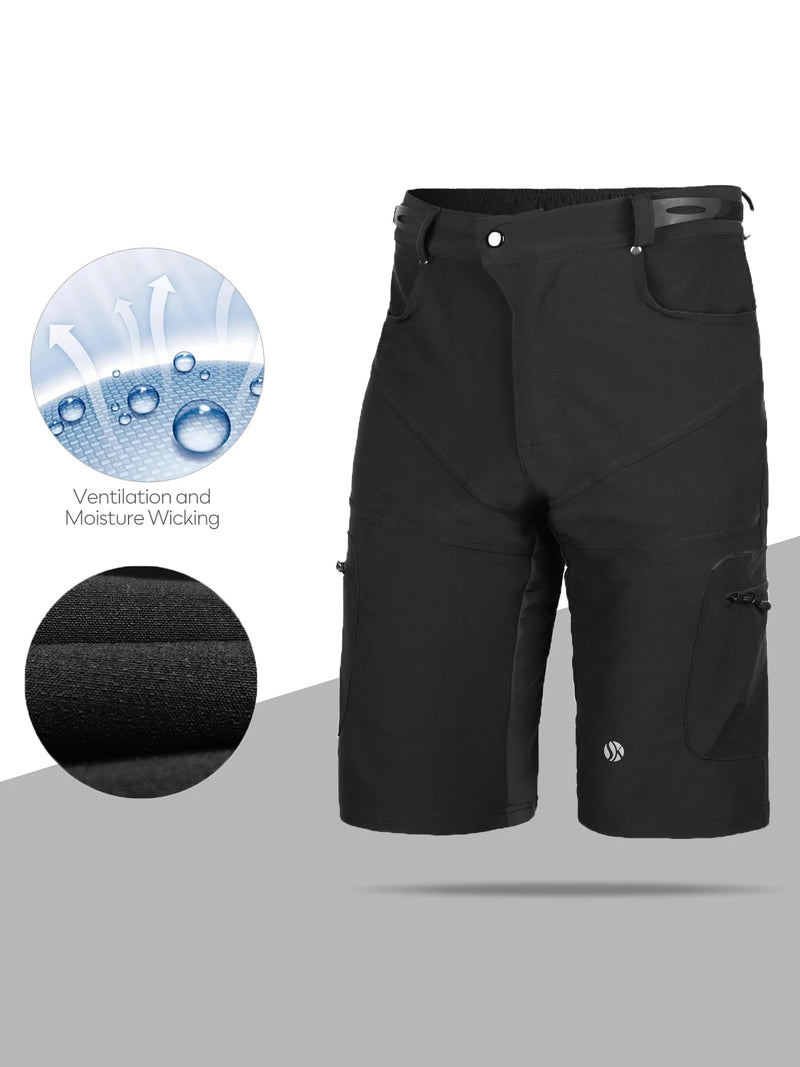 Gym Shorts Man Mountain Bike Shorts Stretch MTB Shorts Quick Dry with Zipper Pocket Suitable for Running，Hiking，Camping