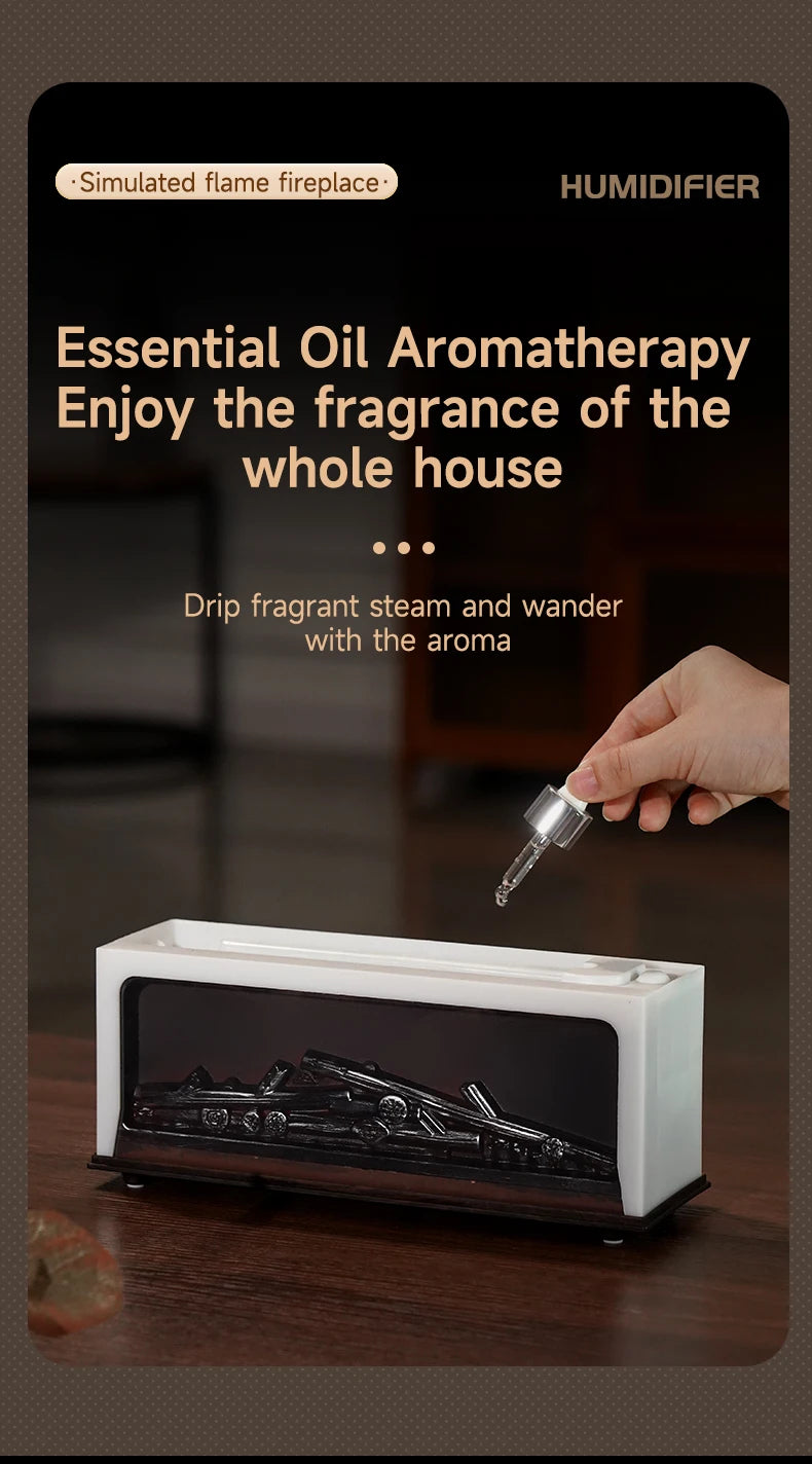 Air Humidifier Essential Oil Diffuser Flame Aroma Humidifier Home Room Fragrance Diffuser with Night Light Aromatherapy Diffuser