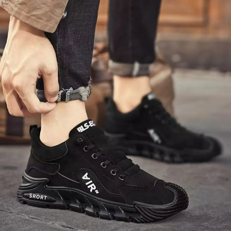 Men Chunky Sports Sneakers Spring Fashion Slip-on Men Casual Shoes Leather Waterproof Work Shoes for Men Anti-Slip Platform Shoe