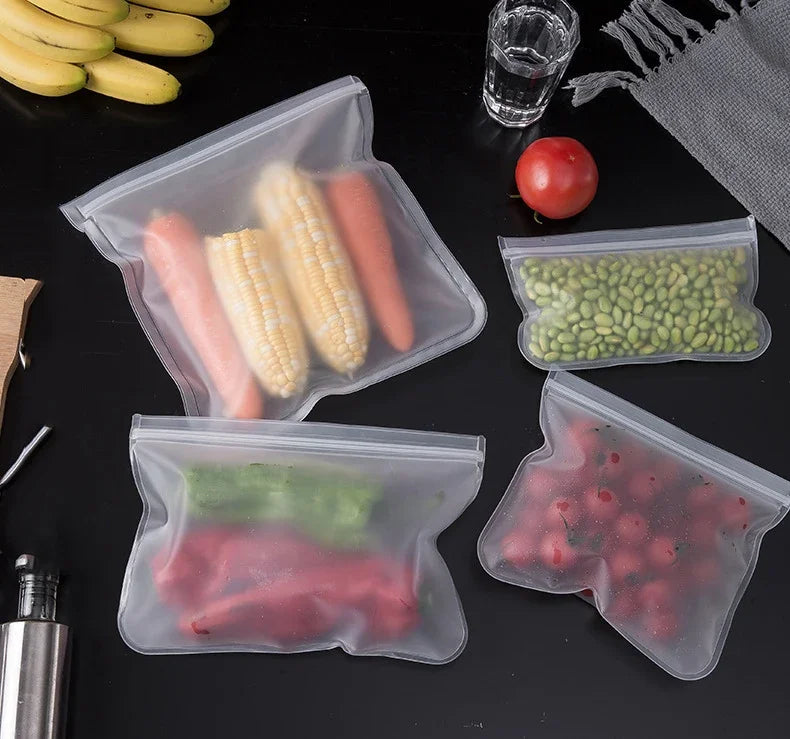 Silicone Food Storage Containers Reusable Food Storage Bags Lunch Bags Stand Up Zip Shut Bag Cup Fresh Food Leakproof Containers