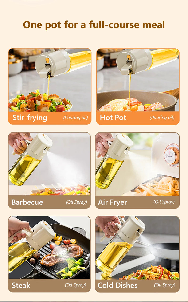 550ML Oil Sprayer Bottle BBQ Cooking 2 in 1 Oil Dispenser Olive Oil Pourers Sprayer Kitchen Baking Oil Mister Vinegar Bottle