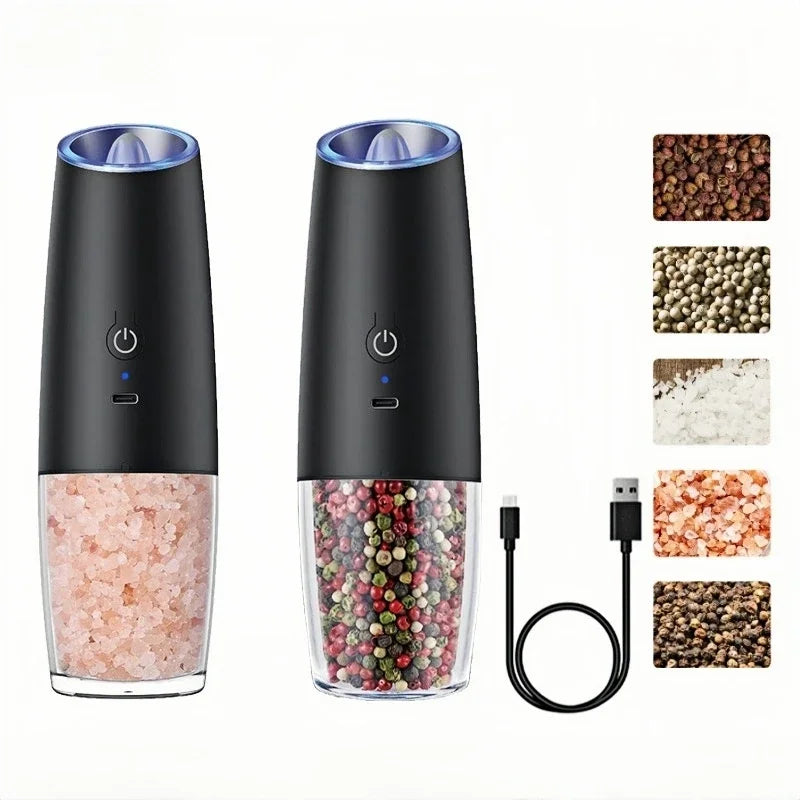 Electric Salt and Pepper Grinder USB Rechargeable Adjustable Coarseness Large Capacity Auto Spices Grinders Kitchen Cooking Tool