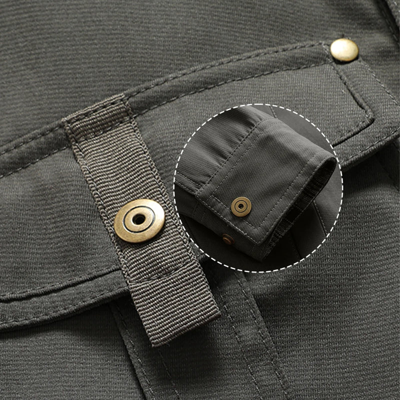 Men’s Flannel-Lined Shirt Jacket – Casual Snap Button Overshirt for Spring & Autumn