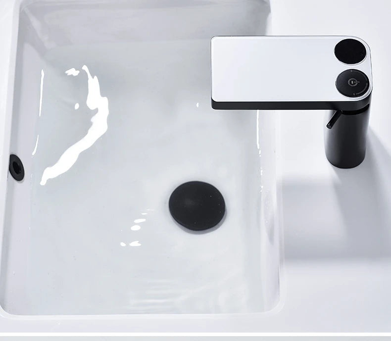 Led Digital Basin Faucet Black Bath Basin Mixer Brass Temperature Display Faucet Smart Tap Sink Faucet For Bathroom Faucet Tap