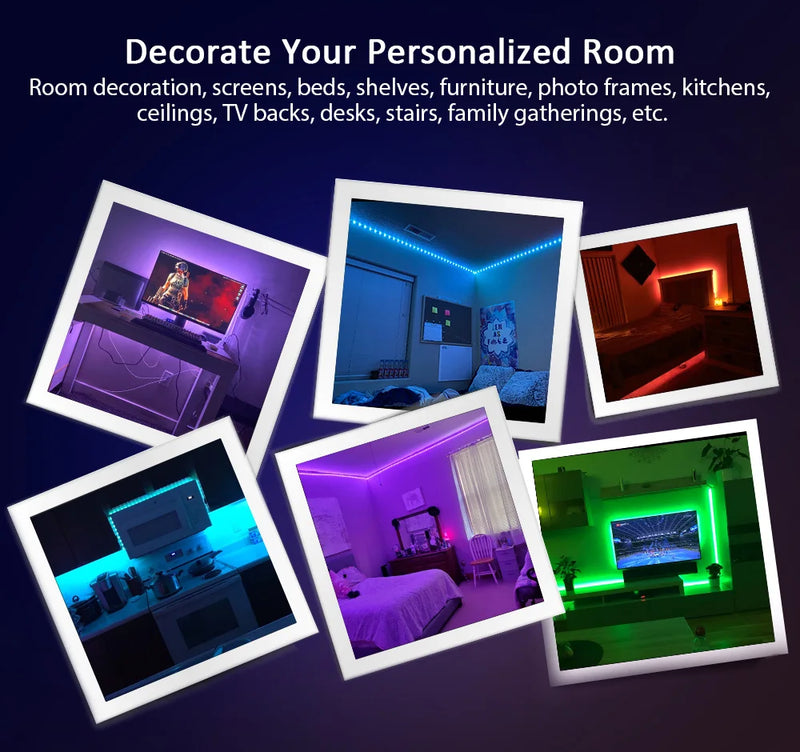 LED Strip Light RGB 5050 Music Sync Color Changing  Sensitive Built-in Mic, App Controlled LED Lights 5M 10M 15M DC12V Flexible