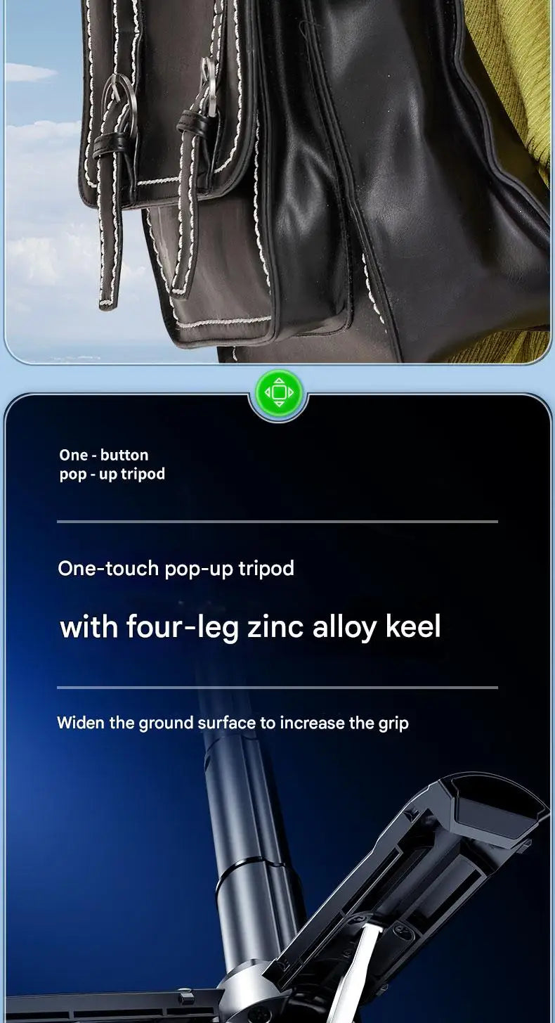 Upgraded Multi-Function Foldable Magnetic Phone Holder Selfie Stick with Remote Control – 360° DSLR-Style Rotation Tripod Stand