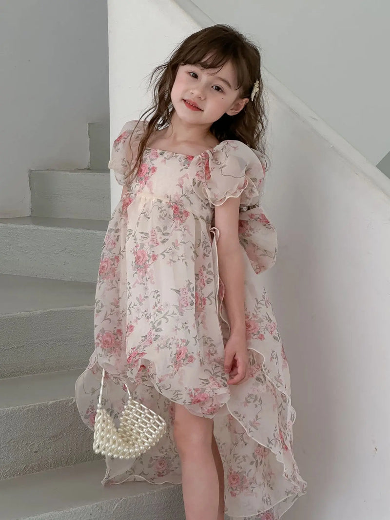 Casual Summer Girls Princess Dress – Sweet Floral Bow Knot Style