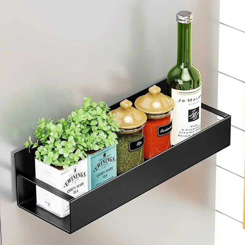 Refrigerator Magnetic Shelf Spice Sundry Side Storage Rack Hanging Basket Space Saving Kitchen Organizer Shelf Household Holder